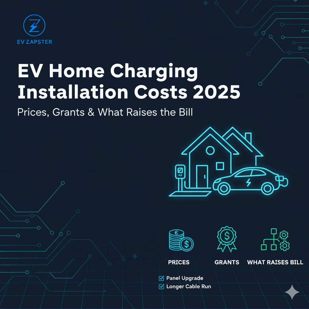 Home EV charger wallbox installation on driveway